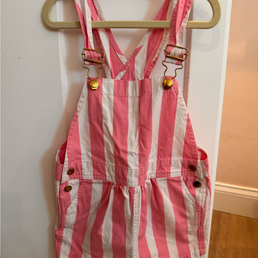 TBBC pink and White Striped Kids Overalls